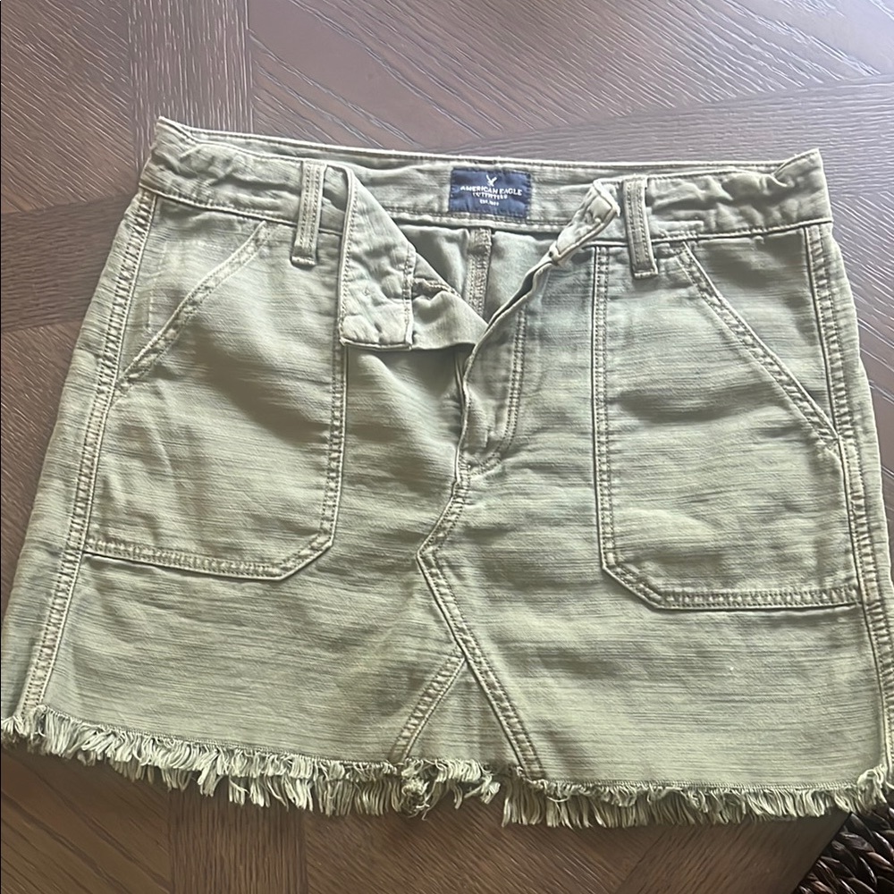 American Eagle denim buttons fly Olive Green Skirt